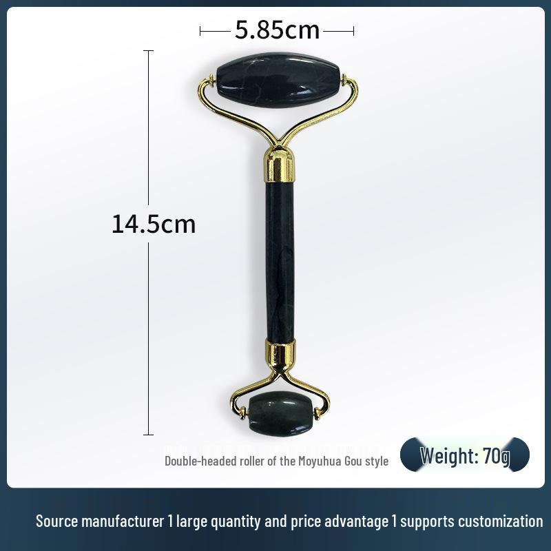 

Black Jade Double Roller Face Massager - Flower Groove Beauty Set of Two