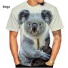 Summer Round Neck 3D Cute Koala Pattern Print Top Fashionable Casual Short Sleeved Men's T-shirts