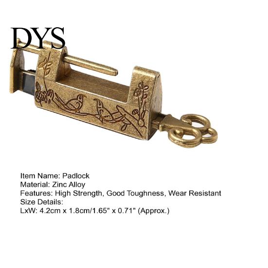 Chinese Style Drawer Padlock Bird Flower Decor Horizontal Opening Vintage Zinc Alloy Anti Rust for Cabinet Suitcase