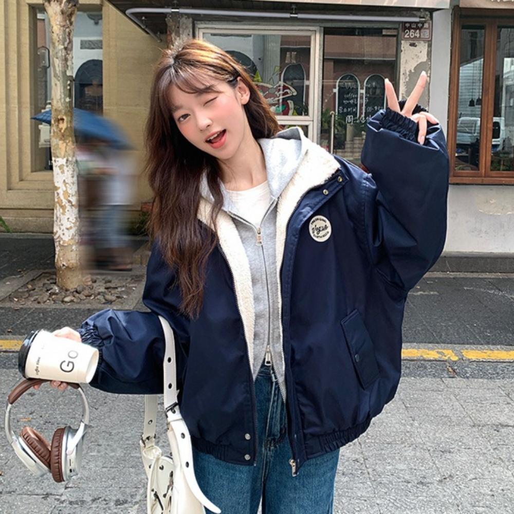 Winter Women's American Style Thickened Fleece Coat Jacket Casual Coat