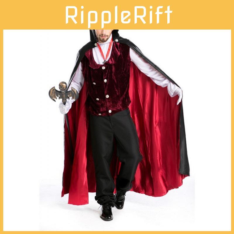 Stylish Adult Men's Prince Wizard Vampire Costume For Halloween With Elegant Cloak And Gloves