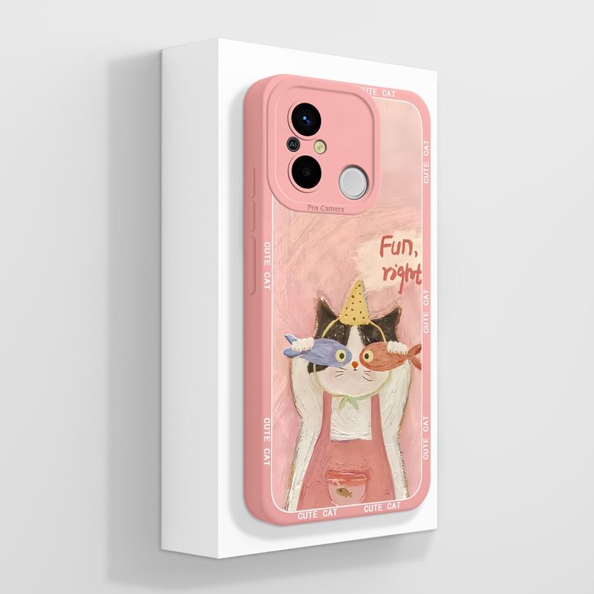 For Redmi 12C 13C 14C 10C 13R 14R 11A 15A Cute Cartoon Cat Phone Cover Liquid Silicone High Quality Anti Slip Durable Protective Case For Redmi Casing