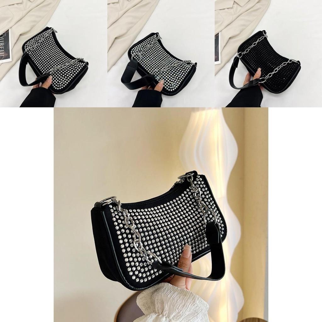 Chic Diamond-studded Shoulder Bag Trendy Spring 2024 Fashion Street Style