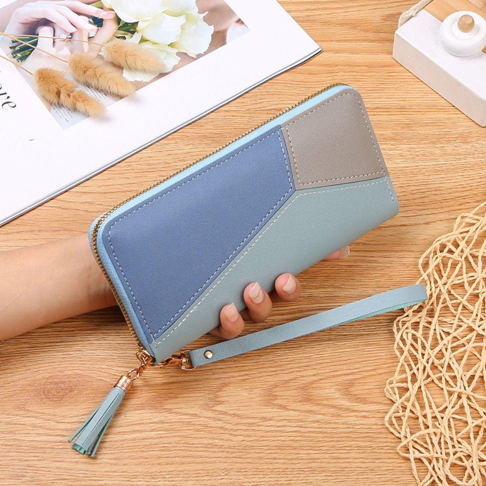 PU Leather Zipper Wallets Large Capacity Lightweight Womens Long Purses Multiple Card Slots Wear-resistant Coin Purse Outdoor