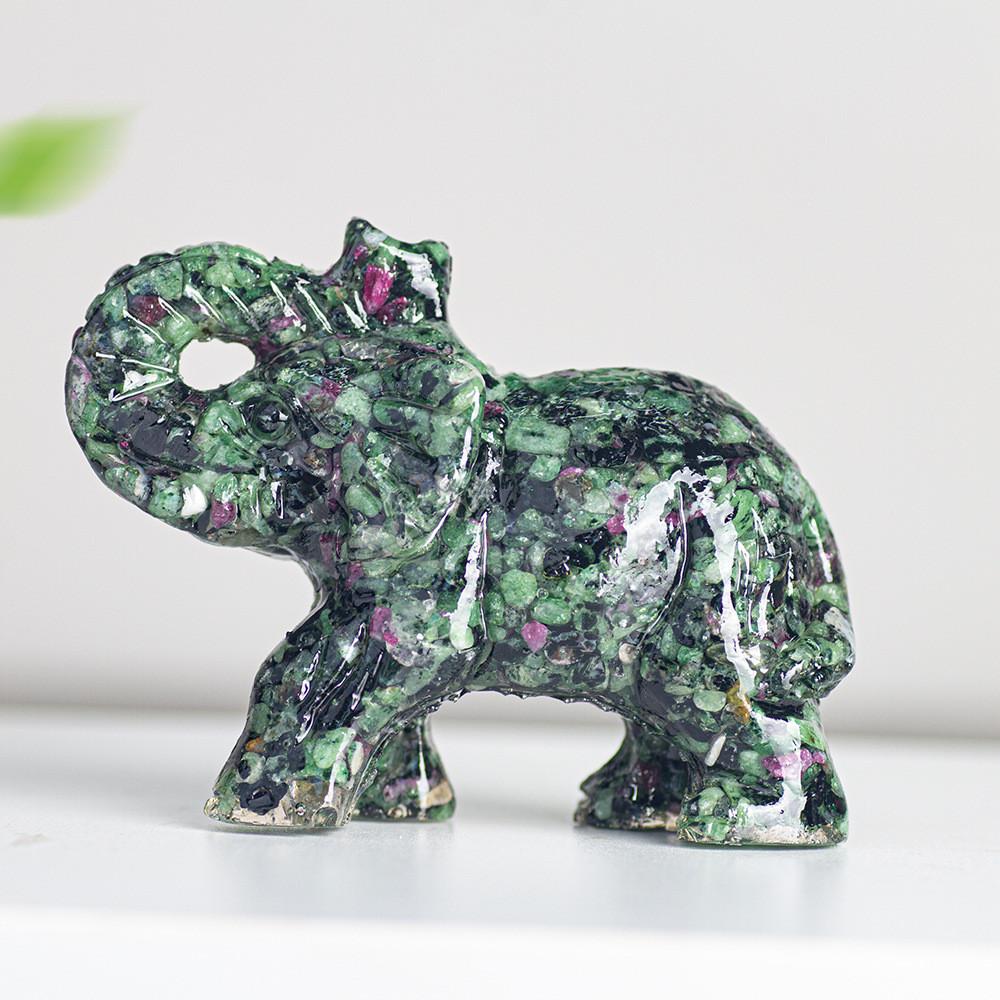 Crystal Elephant Resin Figurine With Semiprecious Stones For Office And Party Decoration