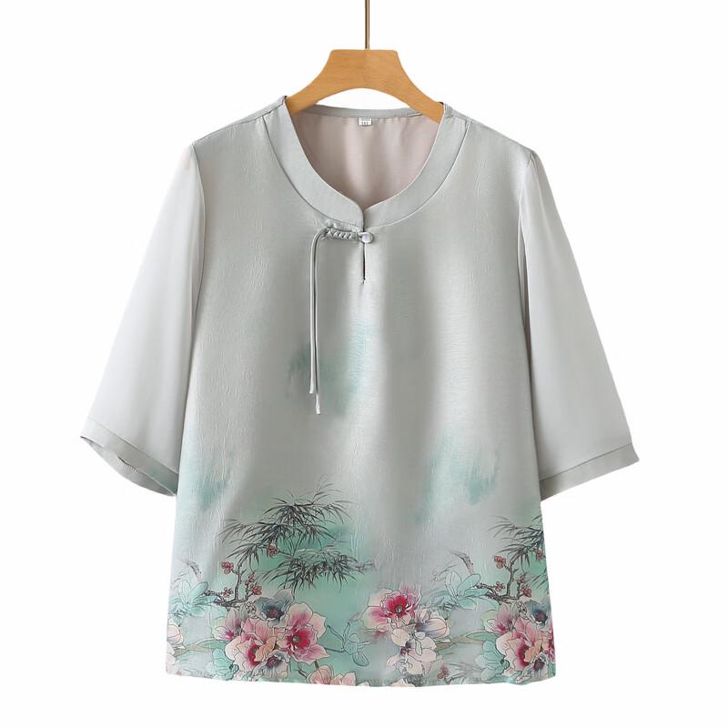 Plus Size New Chinese Style Linen Blend Summer T-Shirt