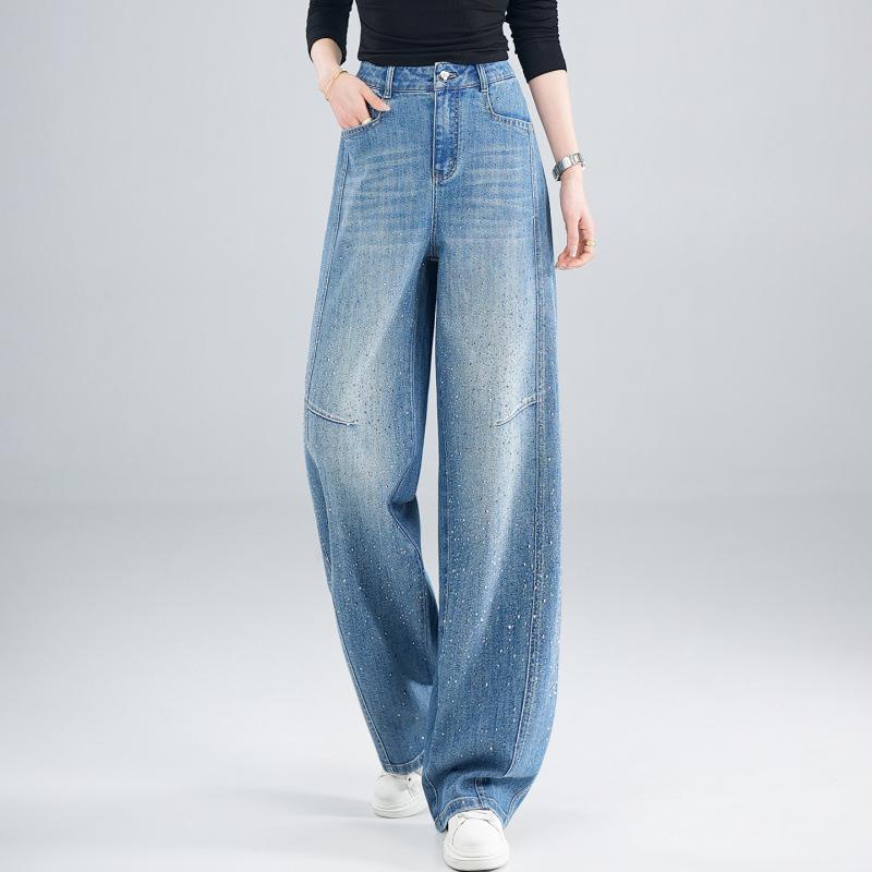 Gypsy Hot Diamond Scimitar Jeans Women's Spring and Autumn New Design Sense Blue Skinny Wide Leg Sickle Pants