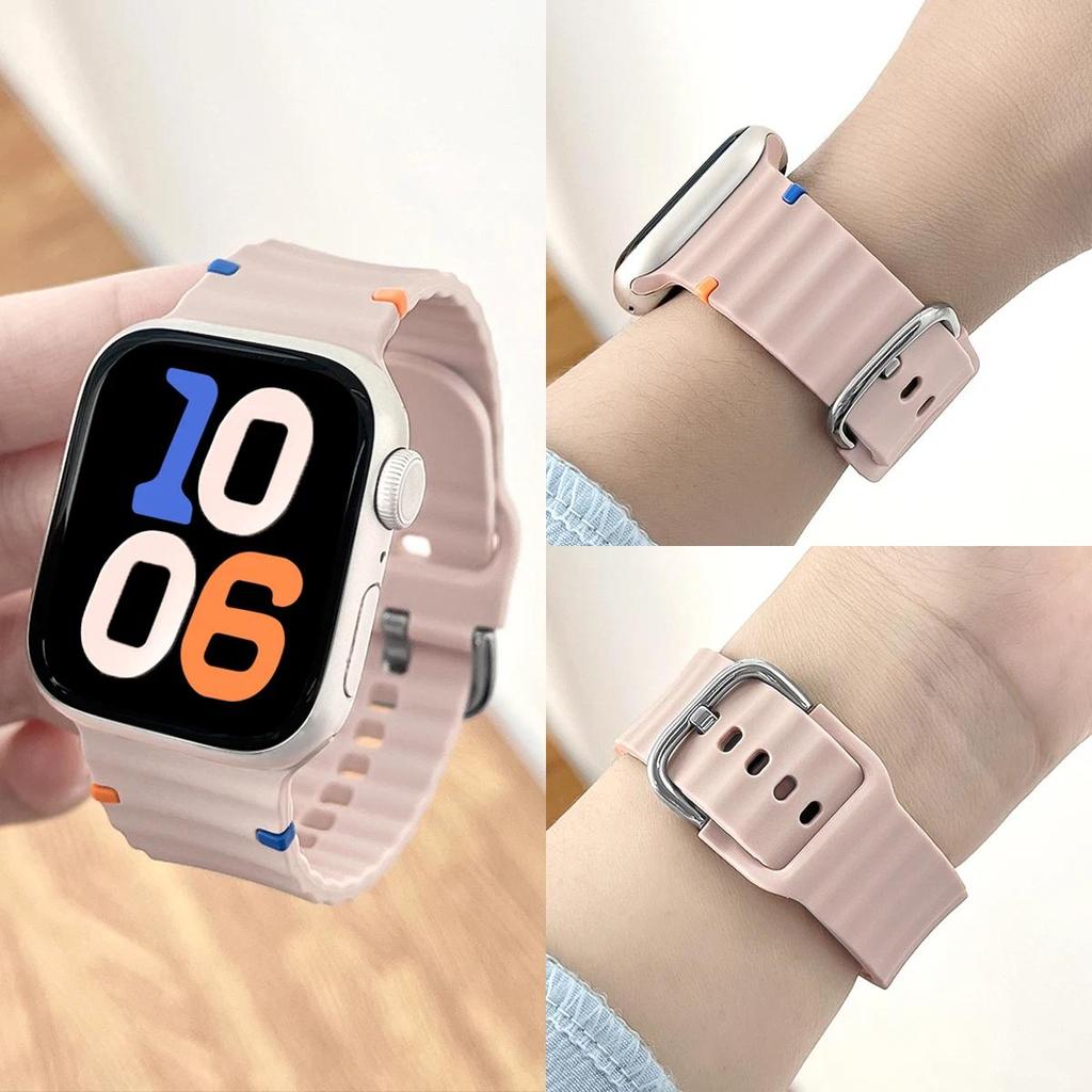 Silicone Strap For Apple Watch Series 10 46mm 42mm Sport Bracelet For Iwatch 10 9 8 7 6 45mm 42/44/40mm 38mm Correa Wristband