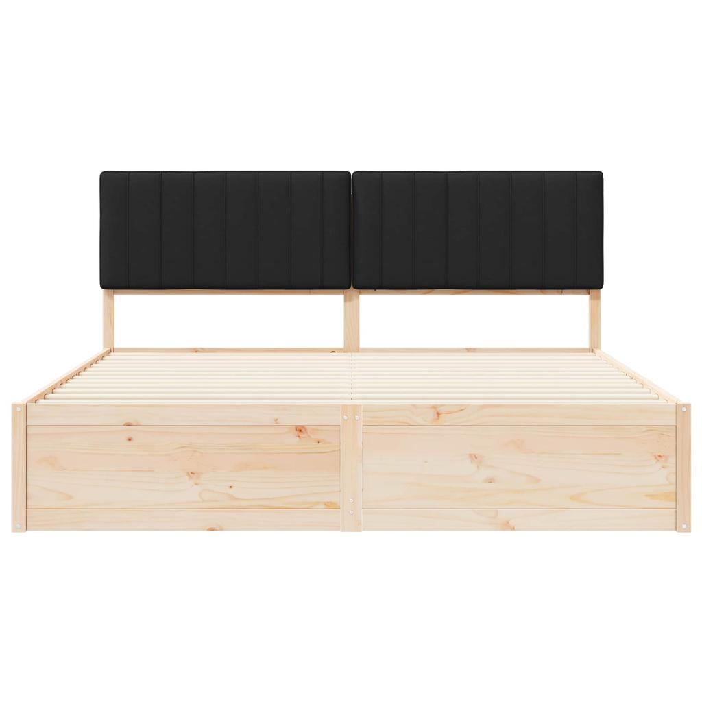 Bed Frame with Upholstered Headboard Black 180 x 200 cm