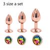 Rainbow Rose Gold Pink Small Medium Size Set Heart Shape Crystal Metal Anal Beads Butt Plug Jewelry Sex Toy for Female Male