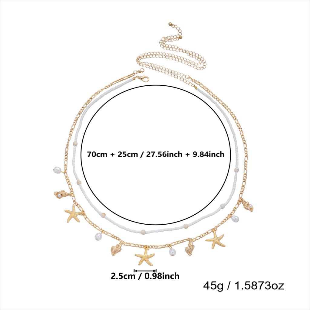 Summer Ocean Series Starfish Conch Pendant Waist Chain for Women Creative Double Layer Imitation Pearl Belly Chain Body Jewelry