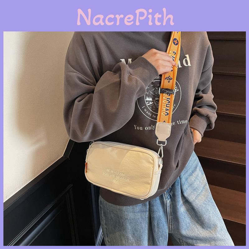 Simple Solid Color Letter Embroidery Women Casual Square Bag For Daily Use