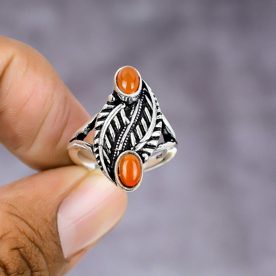 Carnelian Handmade 925 Sterling Silver Jewelry Ring Size 7 a4z42