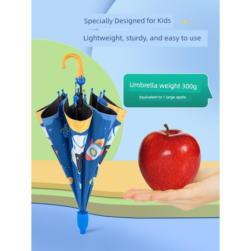 Children's Long-Handled Umbrella, Sun Protection, Uv Protection, Rain or Shine Use, Special Cartoon Design for Primary School Students and