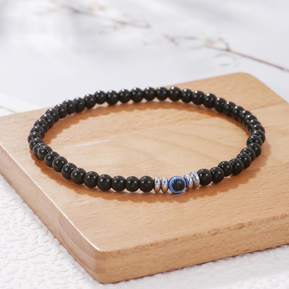 Minimalist Eyes Bracelet 4mm Stone Beaded Braslet Lucky Red Howlite Lava Wooden Braclet Chakra Mediation Yoga Brazalete