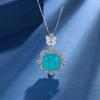925 Sterling Silver Fashion Luxury Sea Blue Zircon Ring Earrings Necklace Set Birthday Party Anniversary Gift