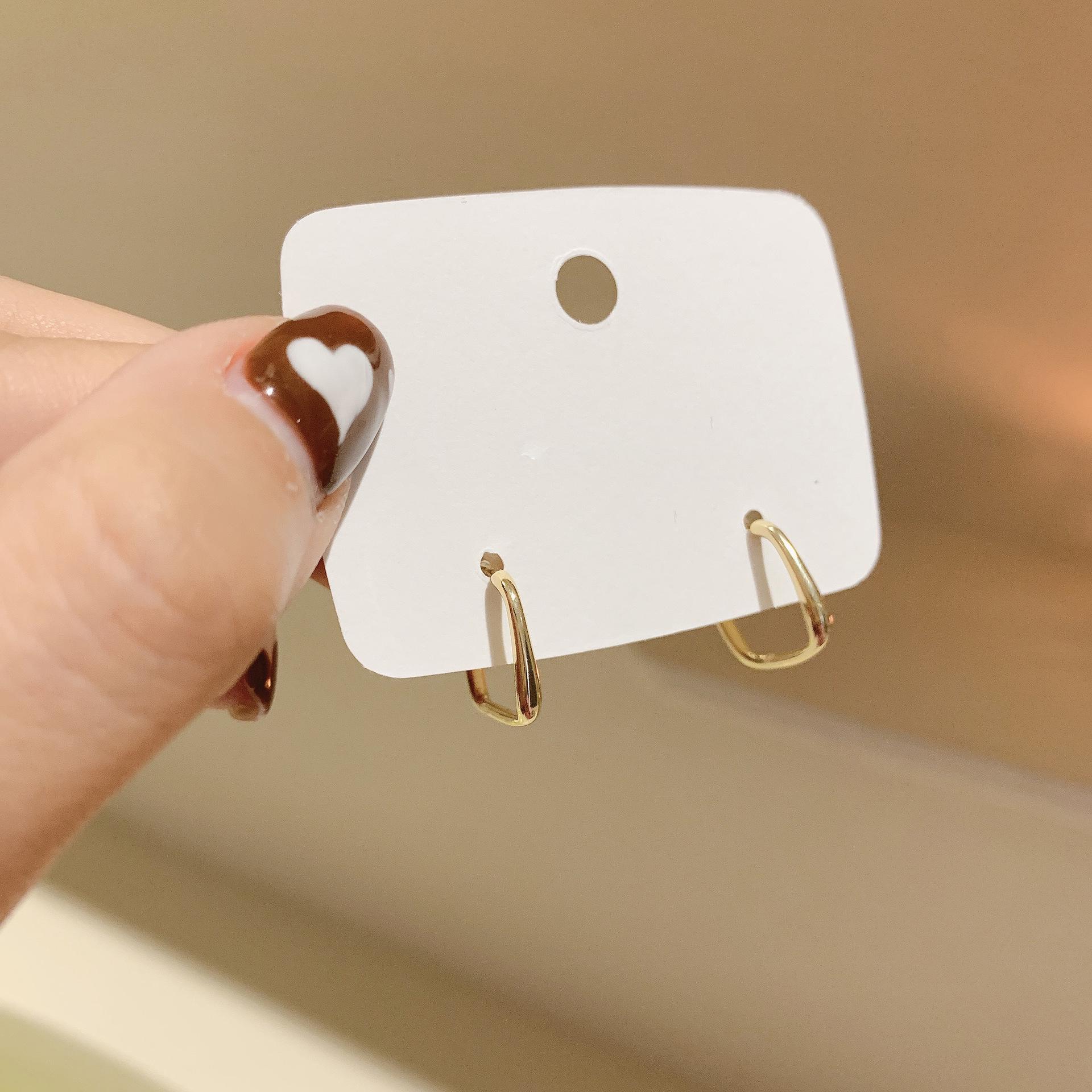 Korean Geometric Needle Earrings: Retro Square European-American Style S925 Silver Needle