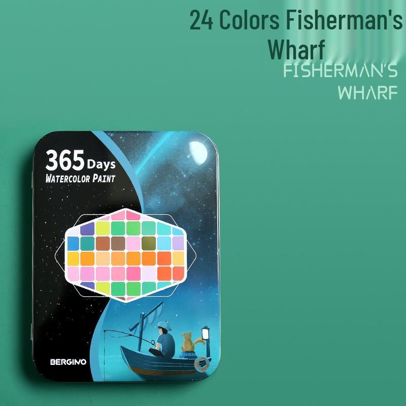 48 Tin Box Solid Watercolors & Brushes Kit - 60 Unique Colors for Beginners