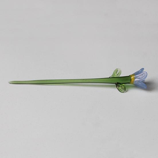 Mini-Fälschungskristall-Orchideenblütenfigur Handgeblasener kleiner Glasblumenstrauß mit Stiel für Frauen Mama Hochzeit Muttertag Büro Zuhause Tisch