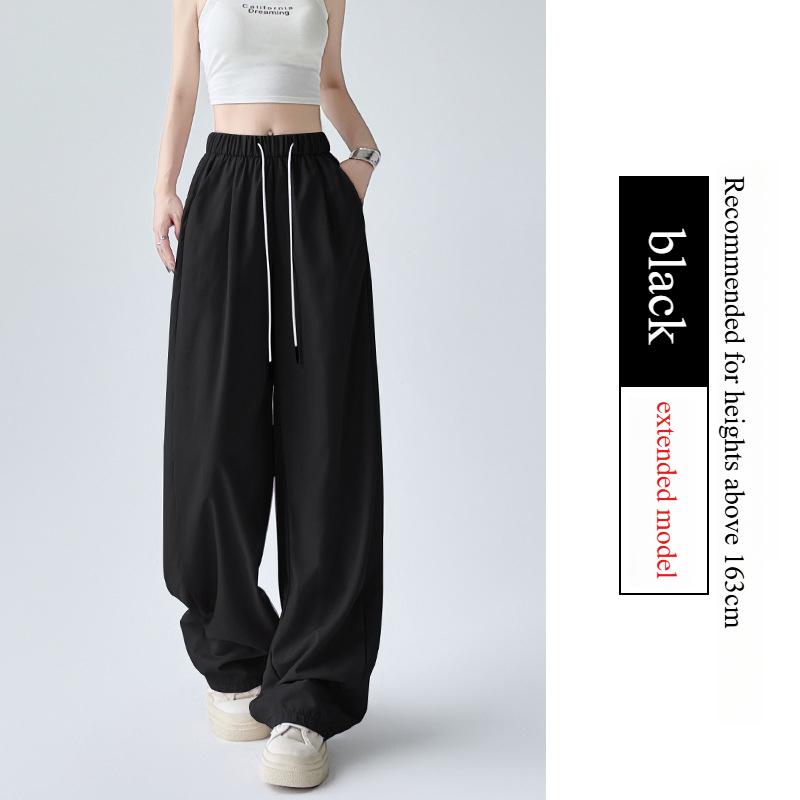 

GMXIA Женские модные повседневные брюки с однотонным принтом и высокой талией и капри XL чёрный