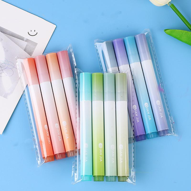 1 Set 4 Stück Morandi Farbverlauf Augenschutz Schreiben Kreativität 12 Farben Niedlicher Kunstmarker Graffiti Textmarker