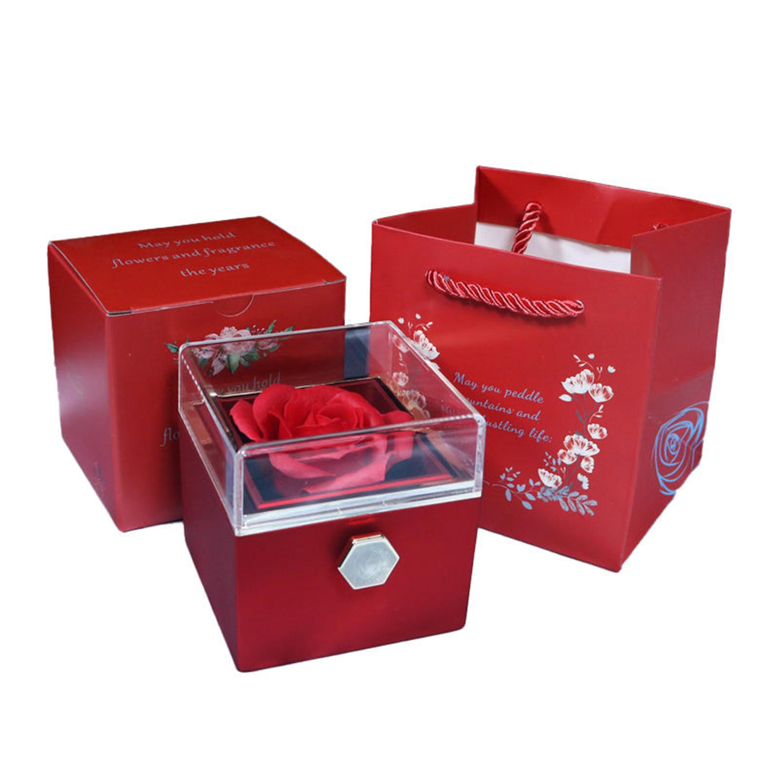

Креативная вращающаяся мыльная роза, упаковочная коробка для ювелирных изделий, вечный цветок, переворачивающаяся, предложение, признание, кольцо, ожерелье, коробка One Size винный