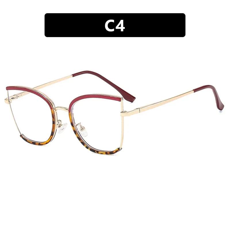  Retro Oversized Cat Eye Women Metal Glasses Frame Fashion Clear Anti-Blu-Ray Eyewear Men Optical Computer Square Frames