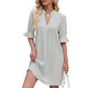 Summer Women's Fashion V Neck Flare Sleeve Casual Dress, European American Style Crossborder Women's Apparel