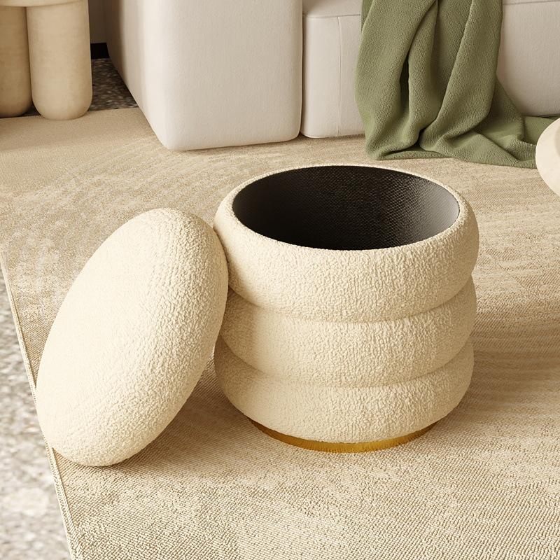 Nordic Light Luxury Makeup Stools Home Dressing Stool Modern Living Rooms Simple Manicure Stools Round Ottomans Vanity Chairs