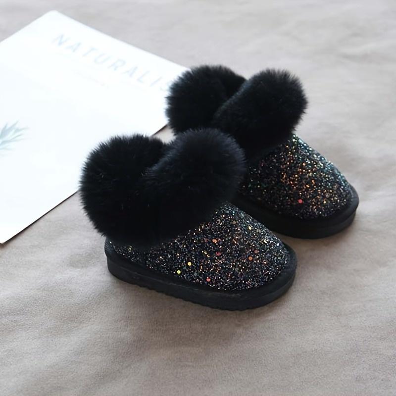 

Детские зимние ботинки «Все в одном» Мех Высокое качество Слипоны Снежные ботинки Легкая застежка-молния Мягкий мех внутри Мальчики Девочки Уличные 25 чёрный