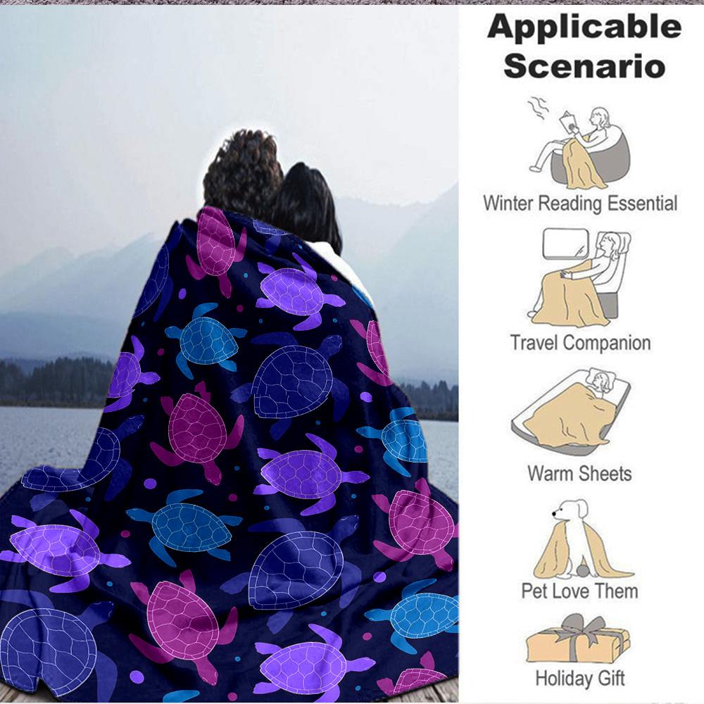 1pc Turtle Pattern Blanket Warm, Cozy, And Soft, Suitable for Sofas, Beds, Cars, And Office Use.Perfect for Camping And Travel, Making It a Great Gift