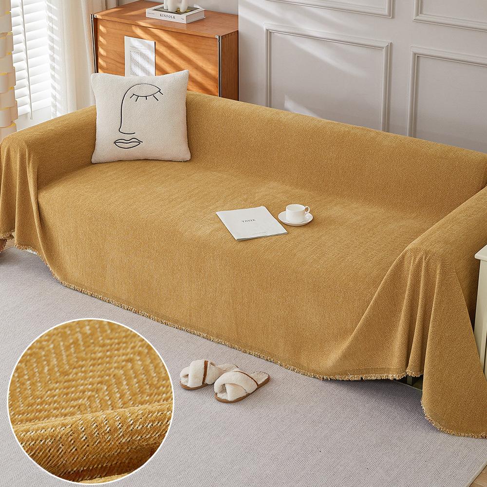Herringbone Chenille Sofa Towel Full Cover Cloth Ins Style Light Luxury High-Grade Sofa Cushion Four Seasons Universal Sofa Cover