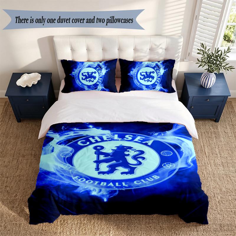 Chelsea F.C (5) Duvet Cover Pillowcase 3 Piece Set Bedding Set 1 Duvet Cover with 2 Pillowcases for Bedroom Decor