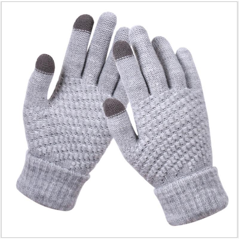Touch Screen Gloves Women's Winter Knitted Fleece Jacquard Thickened Non-slip Warm Fashion Winter Gloves