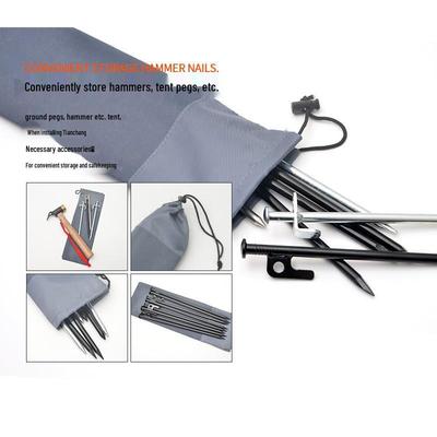 Outdoor Stake & Tent Peg Organizer Bag - 30cm Thickened Oxford Cloth with Rope Buckle, Windproof Storage for Camping.