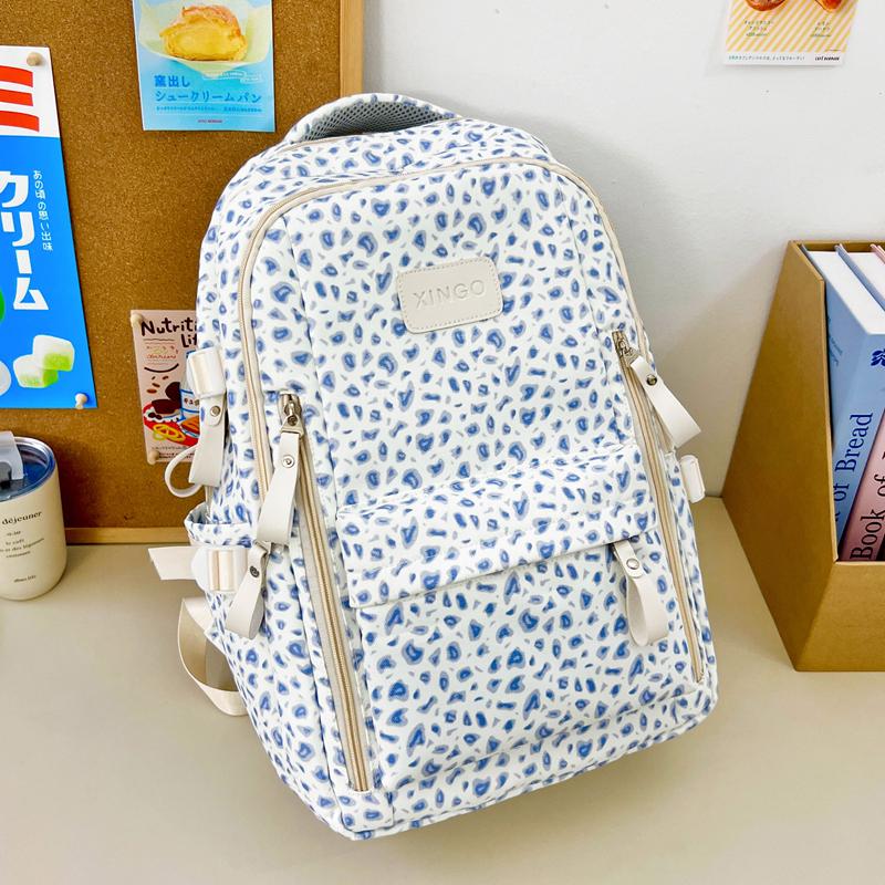 Sac à dos Imprimé Léopard Vache Lycéen Lycéenne Sac d'École Sac à Dos de Campus Féminin