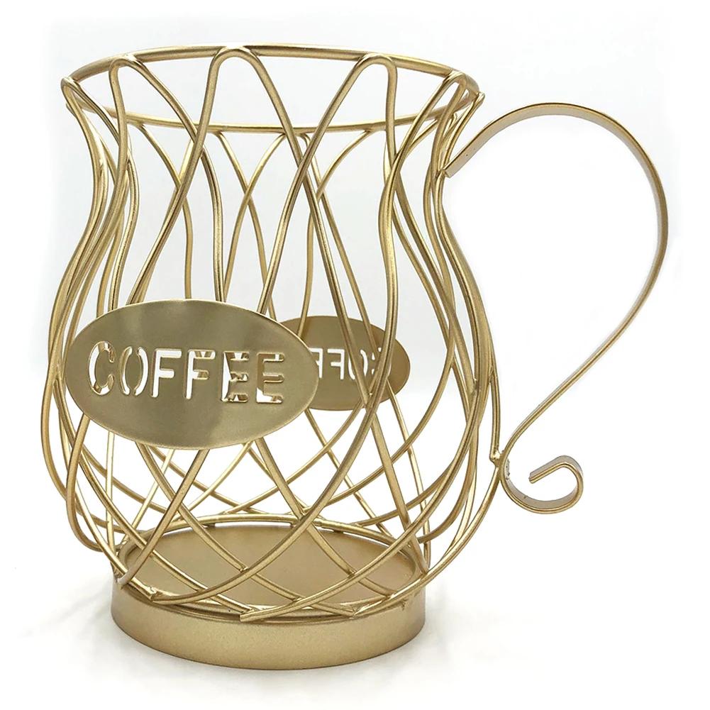 Coffee Capsule Basket Multifunction Hollow Metal Stand Holder Vintage Coffee Pod Storage Shelves Rack for Home Cafe Hotel