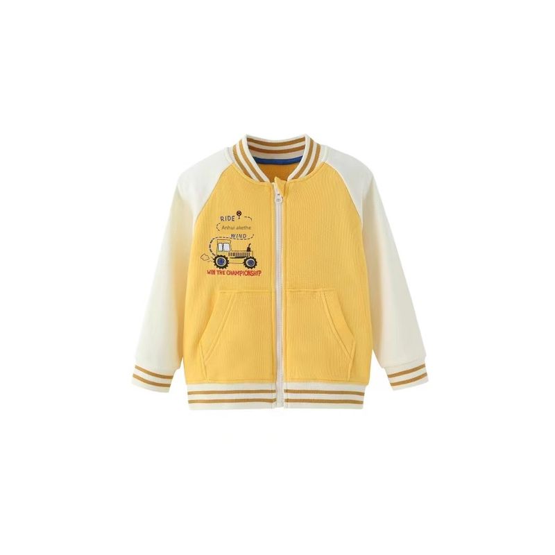 Boys' Jacket Autumn and Winter Style Children's Baseball Jacket New Thickened Spring and Autumn Top Trendy Boys' Pure Cotton Jacket