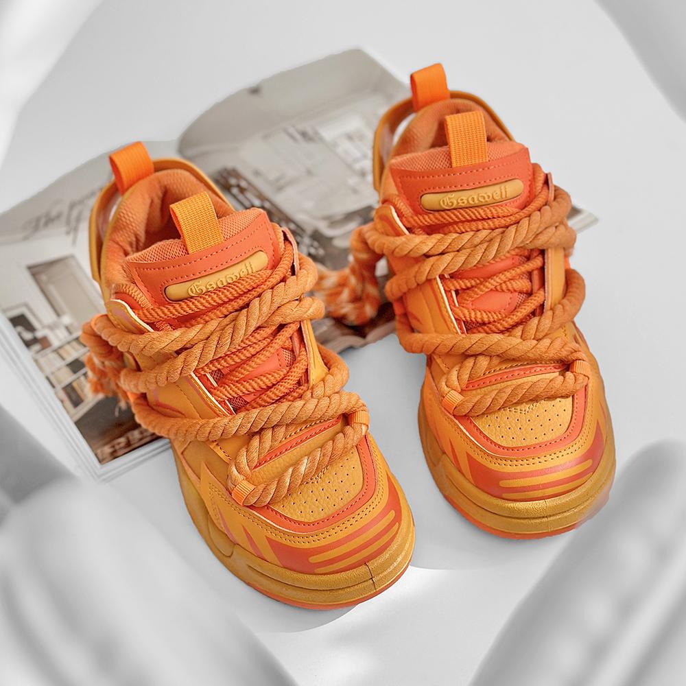 

Чоловіче повсякденне взуття Кросівки на платформі з товстим мотузковим декором Весняне спортивне взуття на товстій підошві 45 помаранчевий