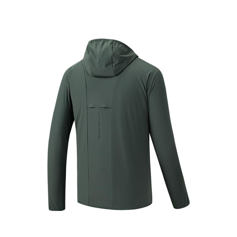 Anta Comfortable Simple Solid Color Slim Fit Versatile Hooded Zipper Jacket Men Jackets Expedition-Green 152525603-2