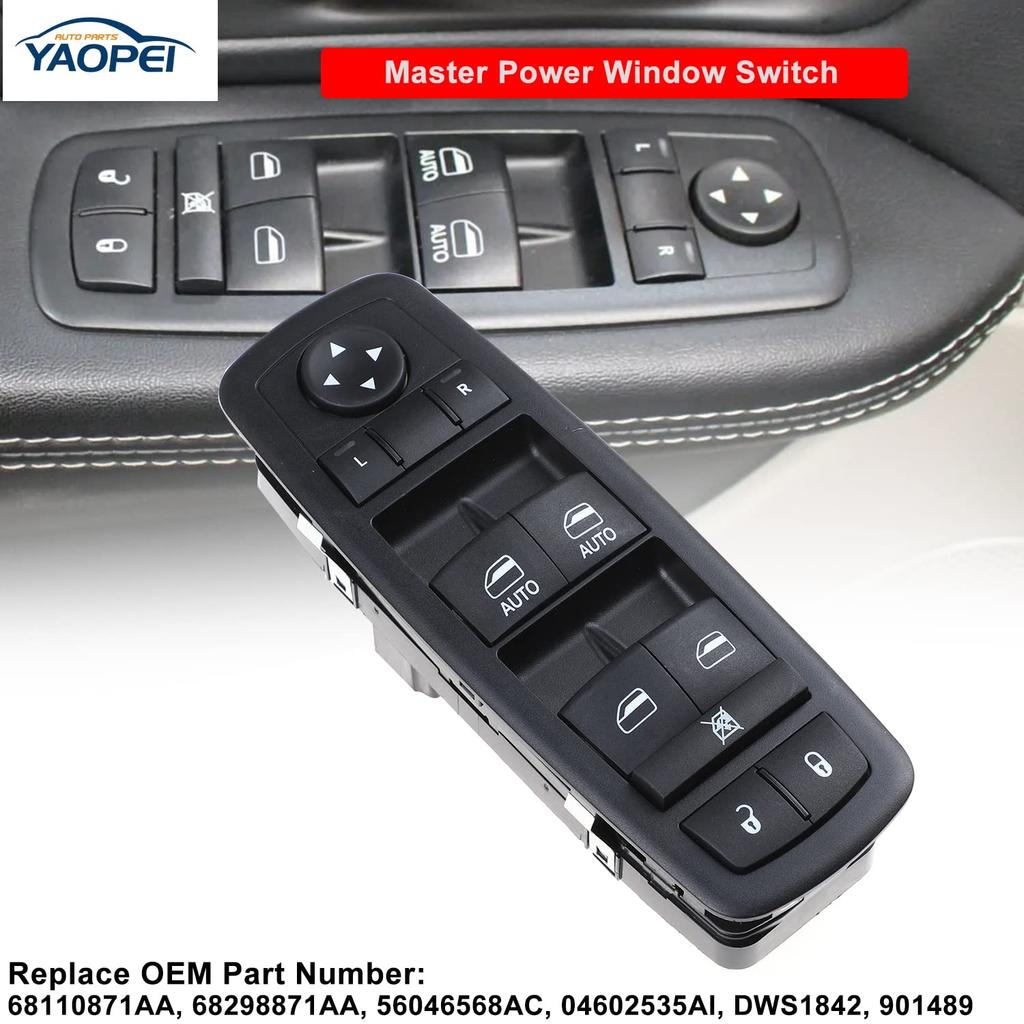 Master Power Window Switch Left Driver Side For Chrysler Town & Country 2012-2016, Dodge Grand Caravan 2012 2013 2014 2015 2016 2017 2018  For Ram