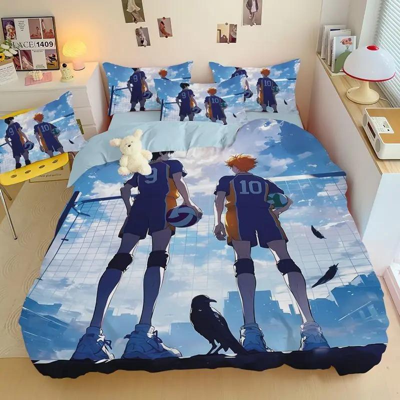 Cartoon Anime Haikyuu Bedding Set Volleyball Boys Duvet Cover Set 3D Printed Quilt covers  Single Double Bed Linen for Teens