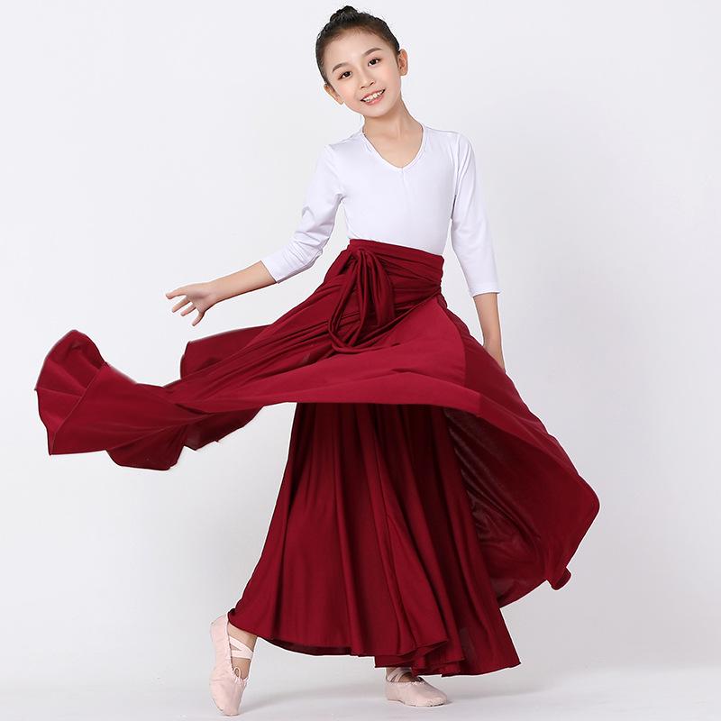 

Children s Ethnic Dance Half Skirt - Tibetan & Mongolian Performance Skirt with Wide Hem Skirt Length 70cm [Height 140cm-145cm]