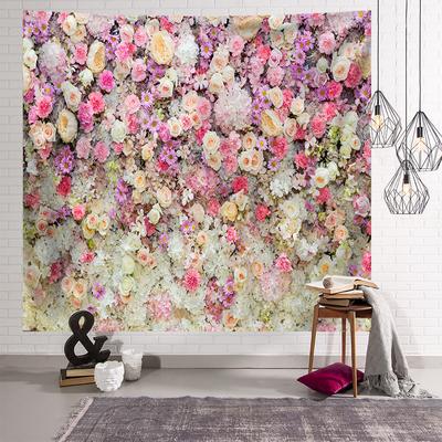 Ins Nordic Style Tapestry Wall Hanging  Rose Flower for Living Room Dorm Bedroom Home
