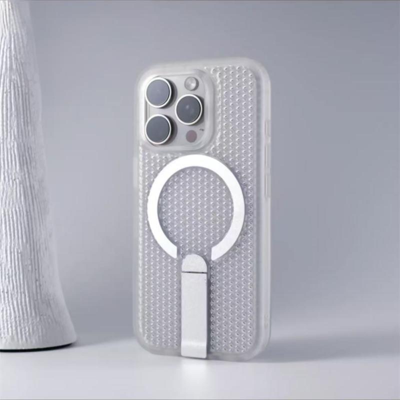 

Applicable to iPhone16 honeycomb heat dissipation magnetic fulcrum bracket mobile phone case Apple 15 anti-drop protective case iPhone 17