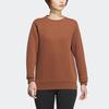 adidas Solid Logo Round Neck Long Sleeve Sweatshirt Women Sweatshirt Brown JE8615