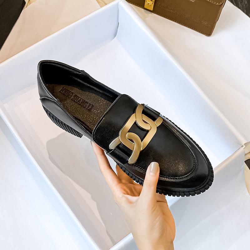 

Маленькие кожаные туфли, женские новые повседневные маленькие кожаные туфли без шнуровки в стиле ретро с толстой подошвой из мягкой кожи, маленькие кожаные туфли без шнуровки 39 чёрный