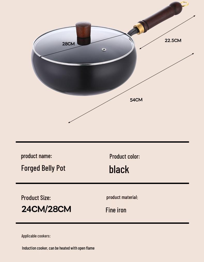 Ancient-Style Non-Stick Thick Iron Wok for Stir-Frying, Stewing, and Soup - Household & Commercial Use