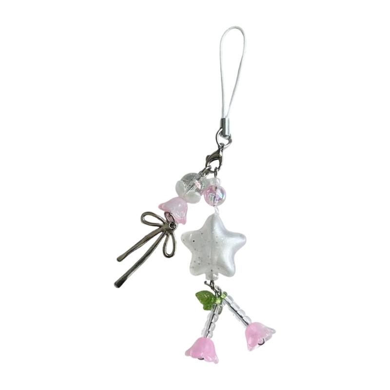 

Summer Star Phone Strap Keychain Acrylic Lightweight Sturdy Accessory For Women Girls Keys Jewelry Decoration розовый