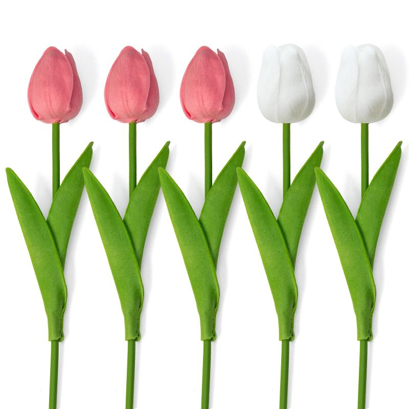 10/5Pcs Artificial Tulips Flower Real Touch Fake Faux Pu Tulips Flower Arrangement Wedding Bouquet Mother'S Day Gift Home Decor